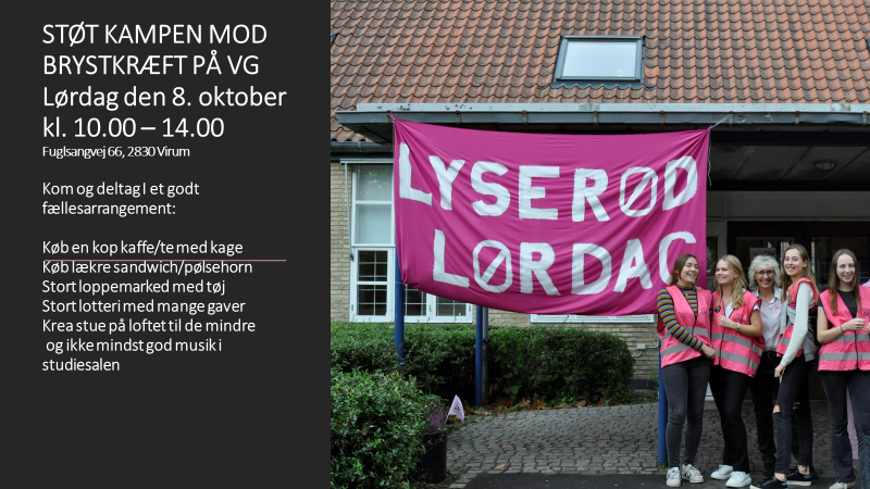 Lyserød Lørdag på VG d. 8. oktober 2022 kl. 10-14.